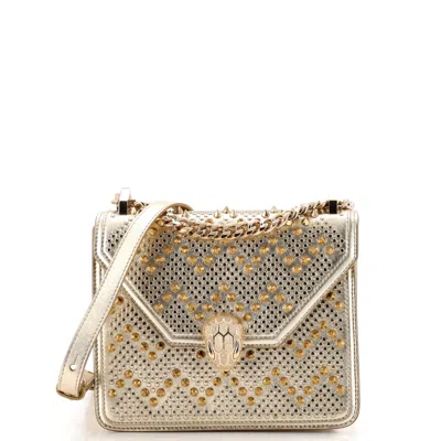 Bvlgari Serpenti Forever Square Shoulder Bag Full Studded Leather Small In Gold