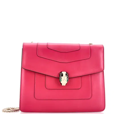 Bvlgari Serpenti Forever Square Shoulder Bag Leather Medium In Pink