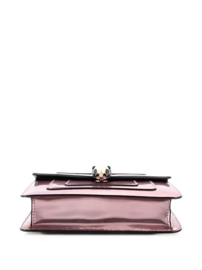 Pre-owned Bvlgari Serpenti Forever Square Shoulder Bag Leather Small Crossbody Bag In Metallic