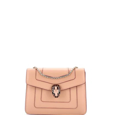 Bvlgari Serpenti Forever Square Shoulder Bag Leather Small In Sand