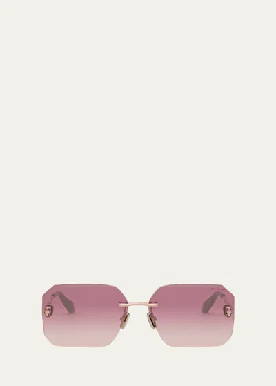 Bvlgari Serpenti Forever Square Sunglasses In Shiny Rose Gold Gradient Bordeaux