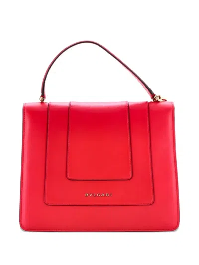 Pre-owned Bvlgari Serpenti Forever Top Handle Bag Leather Medium Satchel In Pink