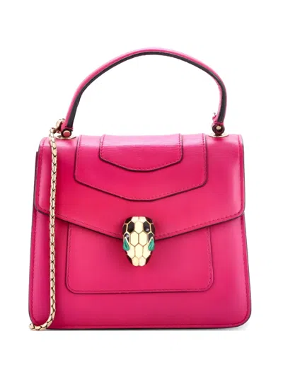 Pre-owned Bvlgari Serpenti Forever Top Handle Bag Leather Medium Satchel In Pink