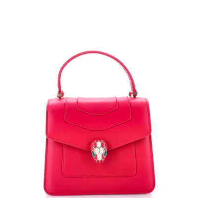 Bvlgari Serpenti Forever Top Handle Bag Leather Small In Red