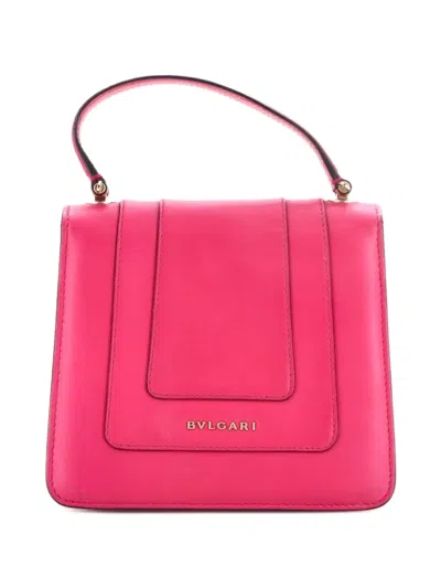 Pre-owned Bvlgari Serpenti Forever Top Handle Bag Leather Small Satchel In Pink