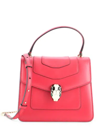 Pre-owned Bvlgari Serpenti Forever Top Handle Bag Leather Small Satchel In Pink