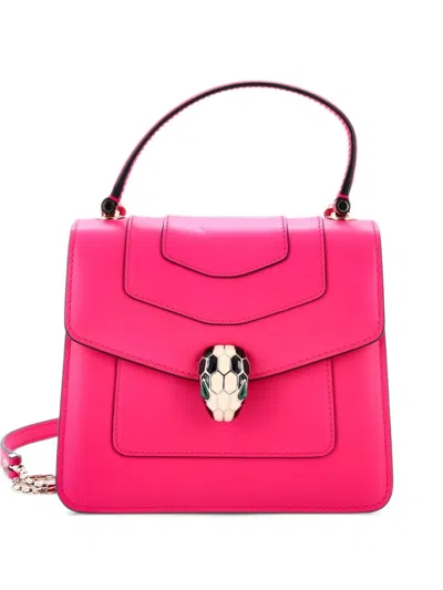 Pre-owned Bvlgari Serpenti Forever Top Handle Bag Leather Small Satchel In Pink