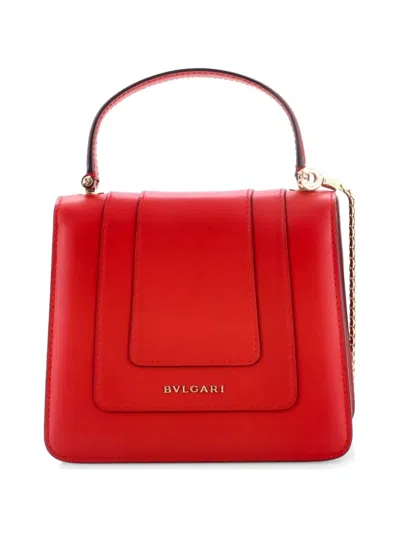 Pre-owned Bvlgari Serpenti Forever Top Handle Bag Leather Small Satchel In Red