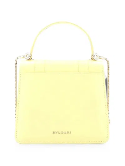 Pre-owned Bvlgari Serpenti Forever Top Handle Bag Leather Small Satchel In Yellow