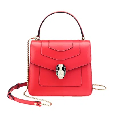 Bvlgari Serpenti Forever Top Handle Bag In Red