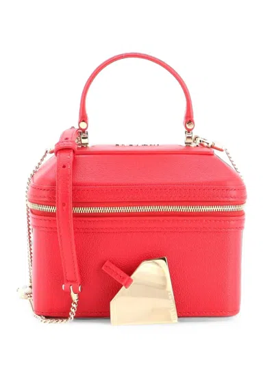 Pre-owned Bvlgari Serpenti Forever Top Handle Convertible Vanity Leather Small Satchel In Red