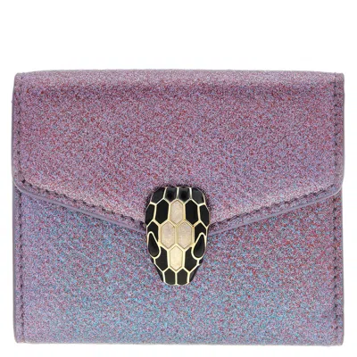 Bvlgari Serpenti Forever Tri-fold Compact Wallet In Purple