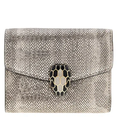 Bvlgari Serpenti Forever Trifold Compact Wallet In Sand