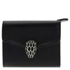 Bvlgari Serpenti Forever Trifold Wallet Calf Leather In Black