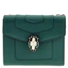 Bvlgari Serpenti Forever Trifold Wallet Calf Leather In Green