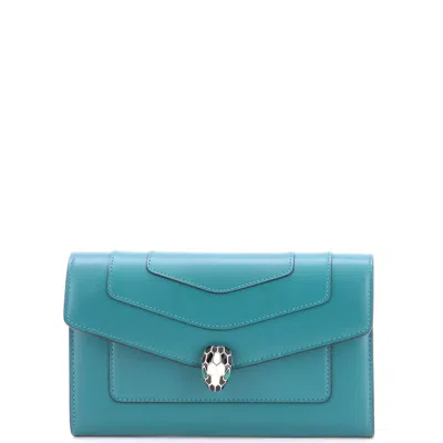 Bvlgari Serpenti Forever Wallet Leather In Blue