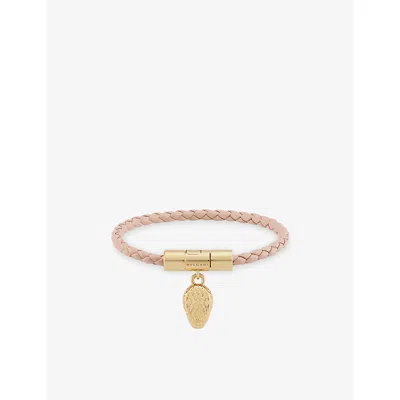 Bvlgari Pink Serpenti Forever Yellow Gold-plated Brass And Leather Bracelet