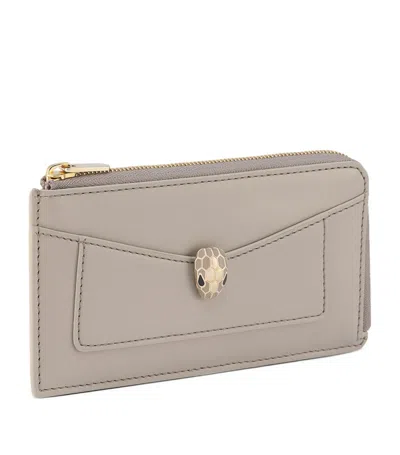 Bvlgari Serpenti Forever Zipped Card Holder In Grey