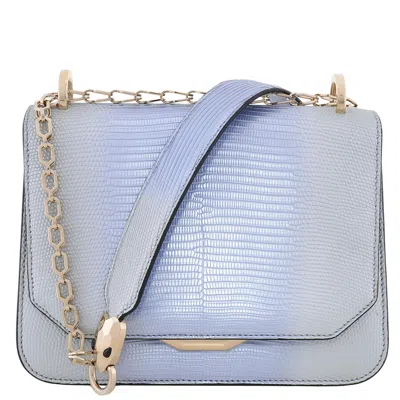 Bvlgari Serpenti Hypnotic Flap Cover Bag In Silver