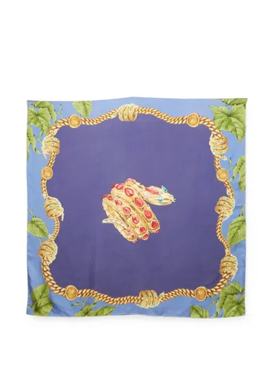 Pre-owned Bvlgari Serpenti Jewellery-print Scarf In Blue