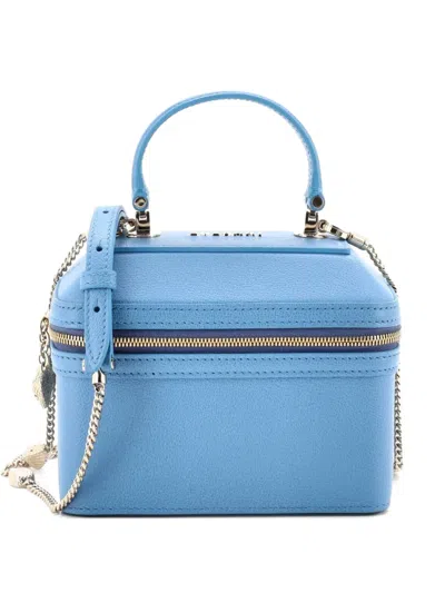 Pre-owned Bvlgari Serpenti Jewelry Box Bag Leather Satchel In Blue