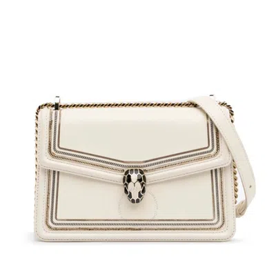 Bvlgari Serpenti Leather Crossbody Bag In White