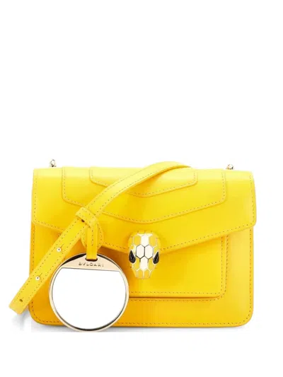 Pre-owned Bvlgari Serpenti Leather Small Crossbody Bag In Yellow