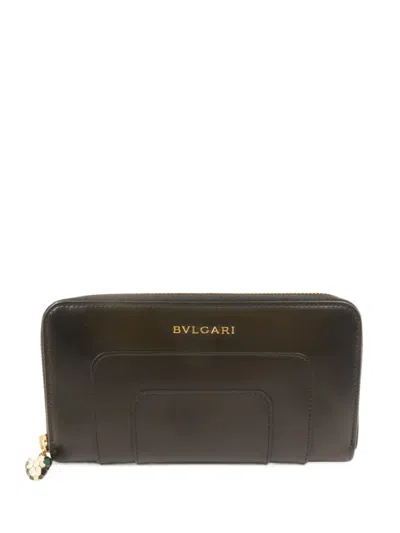 Pre-owned Bvlgari Serpenti Long Wallet In Black