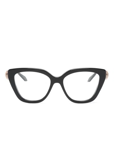 Bvlgari Serpenti-motif Butterfly-frame Glasses In Black