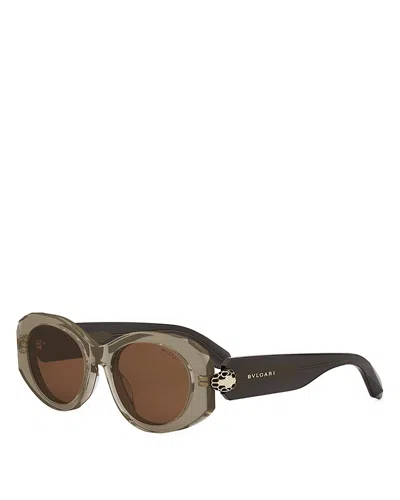 Bvlgari Women's Serpenti 52mm Oval Sunglasses In Transparent Khaki Brown