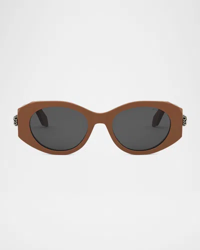 Bvlgari Serpenti Oval Sunglasses In Brown