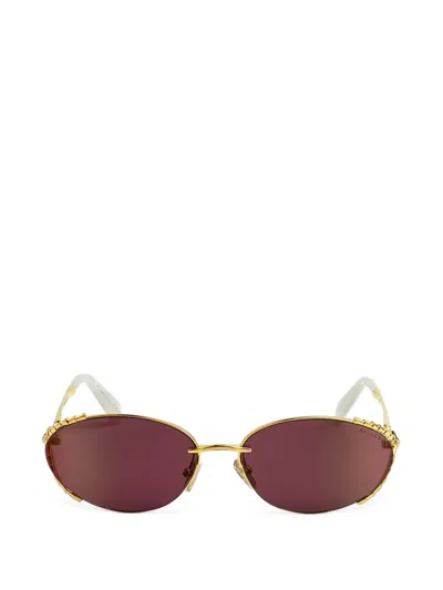 Bvlgari Serpenti Oval-frame Sunglasses In Gold