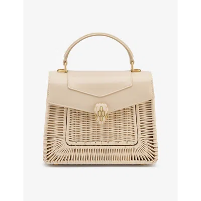 Bvlgari Womens White Serpenti Rattan Shoulder Bag