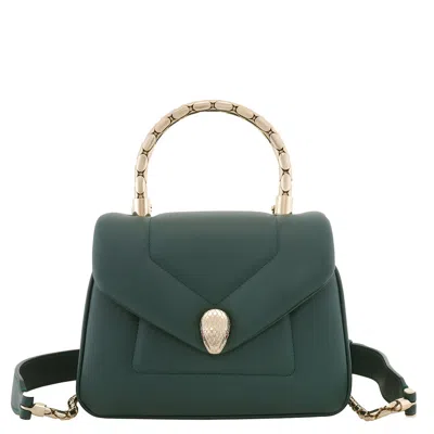 Bvlgari Serpenti Reverse Top Handle Bag In Green