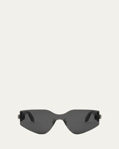 Bvlgari Serpenti Rimless Metal & Nylon Shield Sunglasses In Black