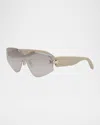 Bvlgari Serpenti Rimless Metal & Nylon Shield Sunglasses In Shiny Beige Smoke Mirror