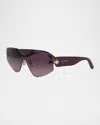 Bvlgari Serpenti Rimless Metal & Nylon Shield Sunglasses In Shiny Violet Gradient Bordeaux