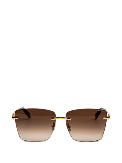 Bvlgari Serpenti Rimless Square-frame Sunglasses In Gold