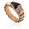 Bvlgari Serpenti Ring With Onyx And Demi Pave Diamonds