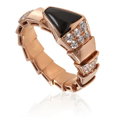 Bvlgari Serpenti Ring With Onyx And Demi Pave Diamonds