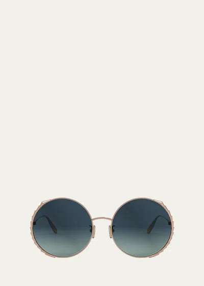 Bvlgari Serpenti Round Sunglasses In Rose Gold