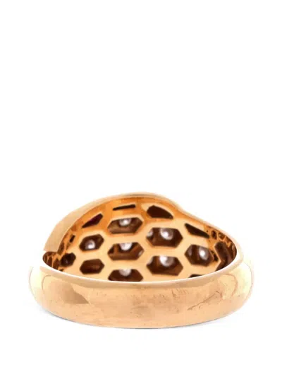 Pre-owned Bvlgari Serpenti Seduttori 18k Rose Gold With Diamonds And Tourmaline Small Ring In Pink