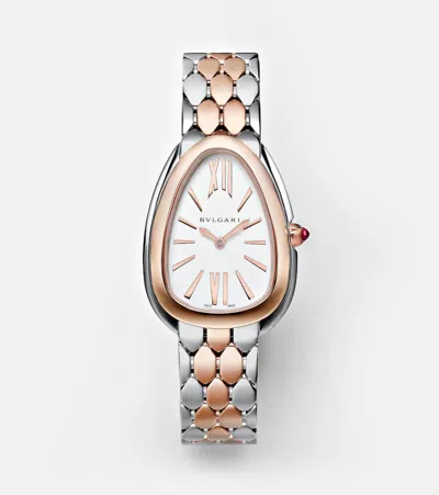 Bvlgari Serpenti Seduttori 33mm 18kt Gold And Stainless Steel Watch With Rubellite