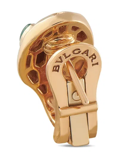 Pre-owned Bvlgari Serpenti Seduttori Diamond And Malachite Earrings In Gold