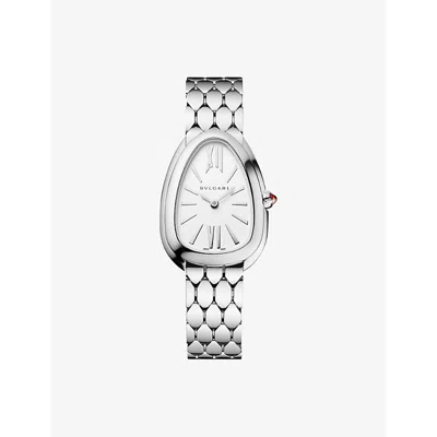 Bvlgari Serpenti Seduttori Sp33wss 33m Stainless-steel And Rubellite Quartz Watch In Stainless Steel