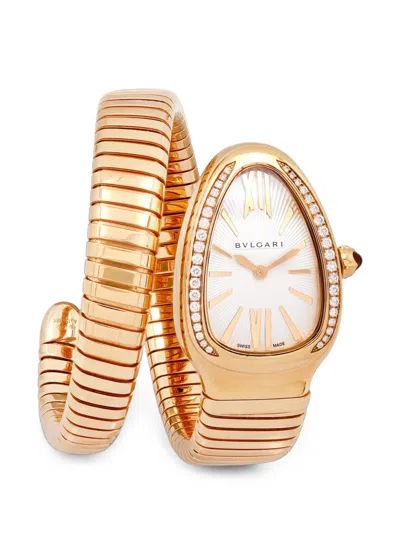 Pre-owned Bvlgari Serpenti Tubogas 23mm Watch In White