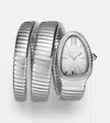 Bvlgari Serpenti Tubogas 35mm Stainless Steel Watch With Diamonds In Silver