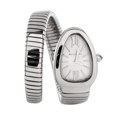 Bvlgari Serpenti Tubogas Single Spiral Quartz Watch Stainless Steel 23 In Silver