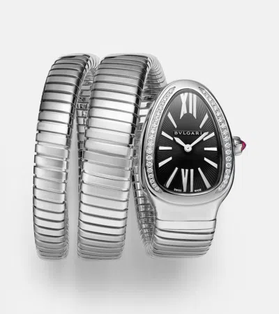 Bvlgari Serpenti Tubogas Watch With Diamonds In Silver