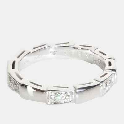 Pre-owned Bvlgari Serpenti Viper 0.21 Ct Diamonds 18k White Gold Ring Eu 50